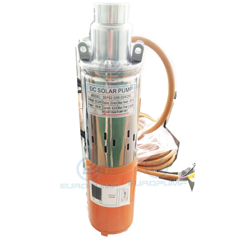 EUROPUMP модель(4DQGT2/55-36/360) DC 36 В 0.5HP 55 м головы Солнечный погружаемый для глубоких колодцев насосы, Солнечный водяной насос для орошения сада