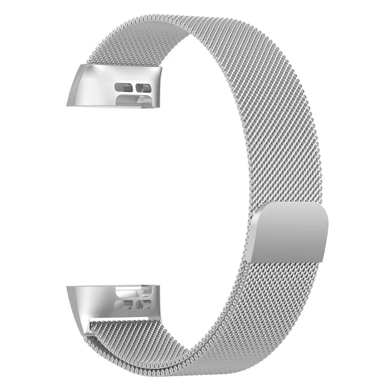 Silver JKER магнитный с миланским плетением браслет из нержавеющей стали для Fitbit Charge 3 сменный ремешок для зарядки 3 Аксессуары для часов - Цвет: Silver