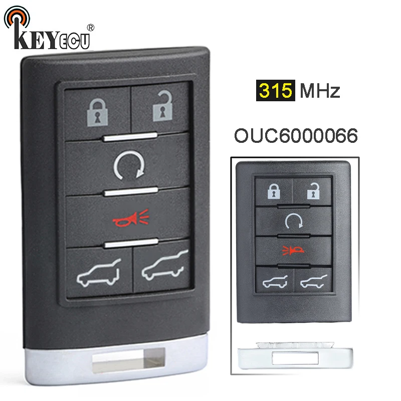 KEYECU 315 МГц OUC6000066 без ключа смарт дистанционные брелки для ключей 5 + 1 6 кнопки
