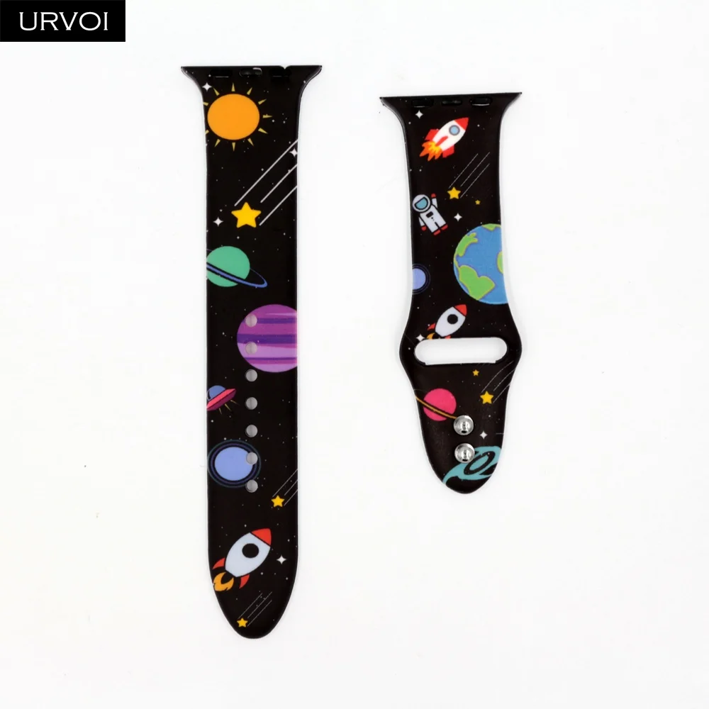 Style R URVOI силиконовый ремешок для apple watch спортивный ремешок для iWatch apple watch Series 5 4 3 2 1 Замена Фламинго леопарда 40 мм 44 мм - Цвет ремешка: Style R