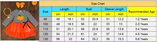 Детское милое платье с длинными рукавами и принтом тыквы на Хэллоуин праздничное