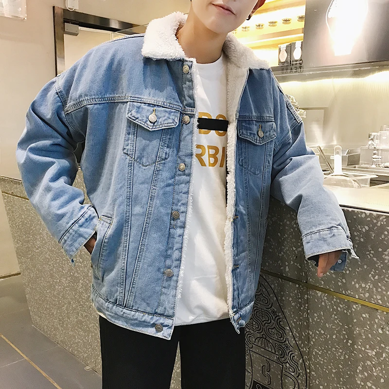 Privathinker 2018 Oversized Winter Thick Lambswool Denim Jackets Coat Men Women Warm Autumn Jacket Male Outwear | Мужская одежда