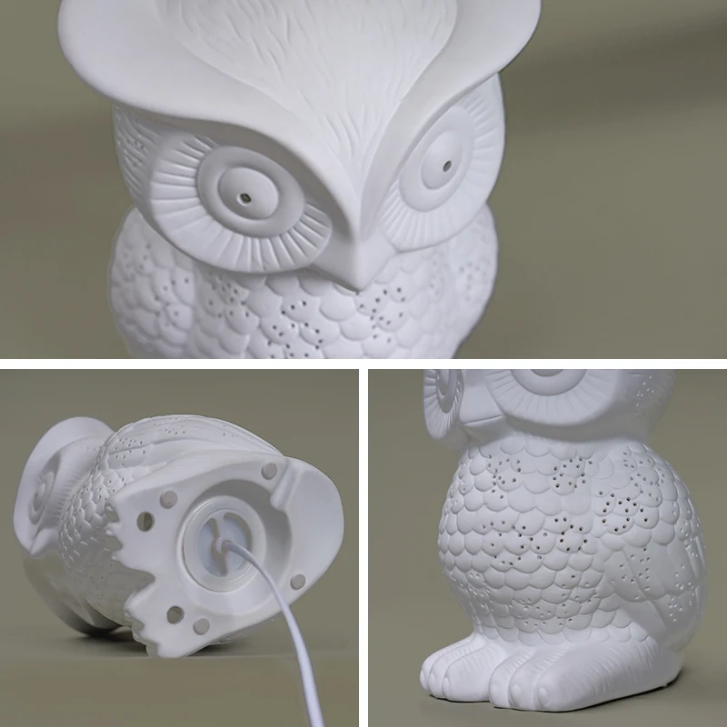 Creative Novelty White Ceramic Owl Table Lamp for Bedroom Bedside Living Room Kid's Present Cartoon Night Light 1700 | Освещение