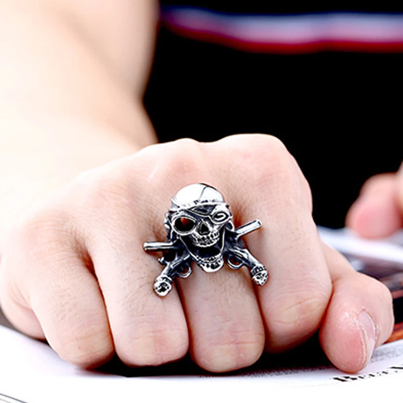 SKA Кольца модных колец для мужчин Bijoux Suncha Skull Anelli 316L Stainless Steel Boy аксессуары Punk Finger Jewelry BR8-370.