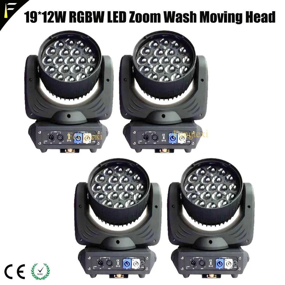 19x12 Вт Quad RGBW 4в1 LED Большой зум в/out Moving Head Wash Light DMX DJ Disco Club Zoom Stage Linear Dimmer Beam|Эффект