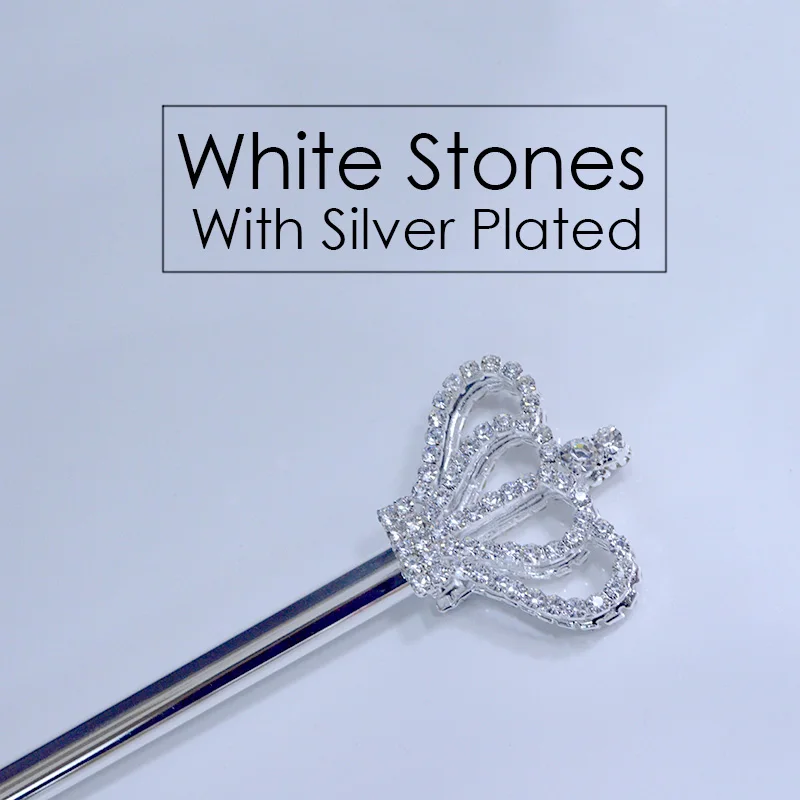 Silver Scepter палочки со стразами Хрустальная корона двухсторонняя модная Бижутерия Аксессуары для игр реквизит для конкурса короны вещи Mk023 - Цвет: Silver