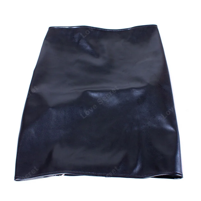 Эротическое платье из искусственной кожи с открытым бедром на шнуровке для