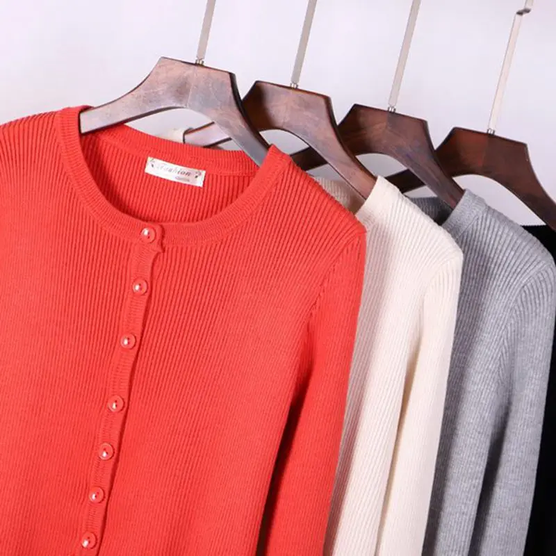 Женский короткий кардиган GIGOGOU мягкий милый свитер на кнопках с длинным рукавом