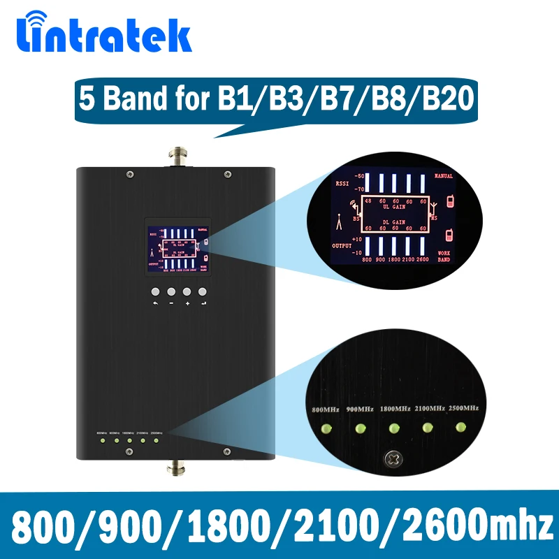 Lintratek 800 900 2100 1800 2600 МГц усилитель сигнала GSM 2G 3G 4G LTE ретранслятор частоты полоса