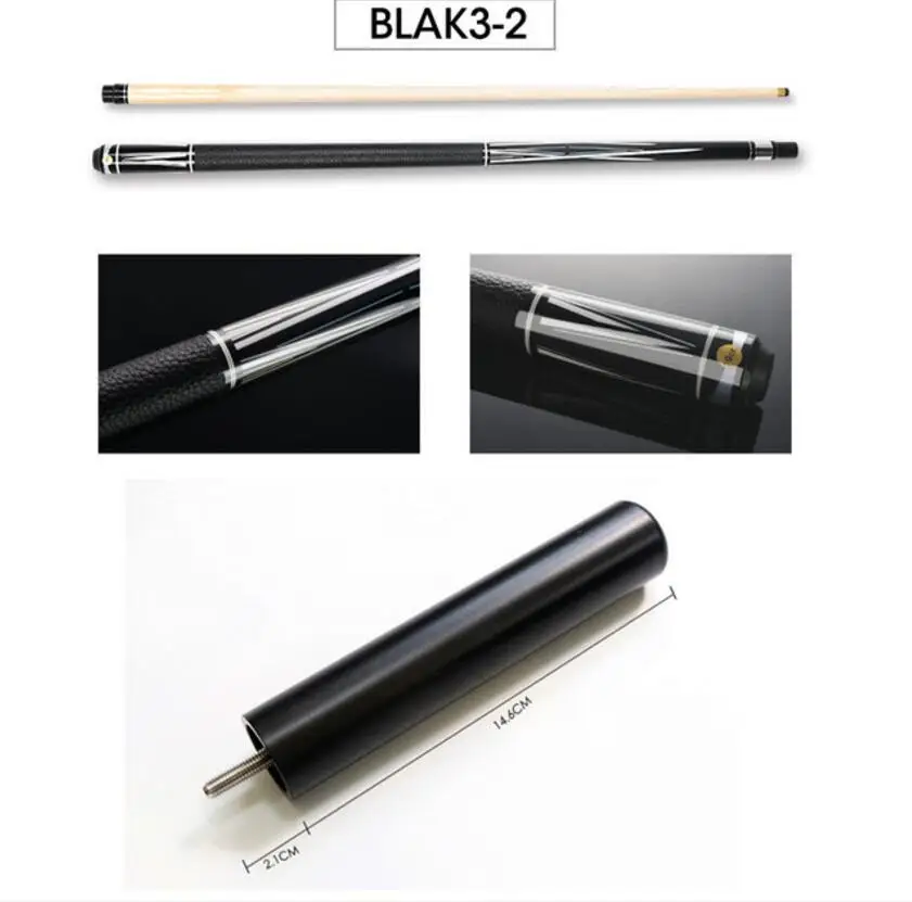 BLAK32 with Black PREOAIDR 3142 блак бильярдный кий для бассейна 13 мм 11,5 мм 9,5 мм наконечник с удлинителем черный/серебристый Профессиональный кий для пула бильярда кий - Цвет: BLAK32 with Black