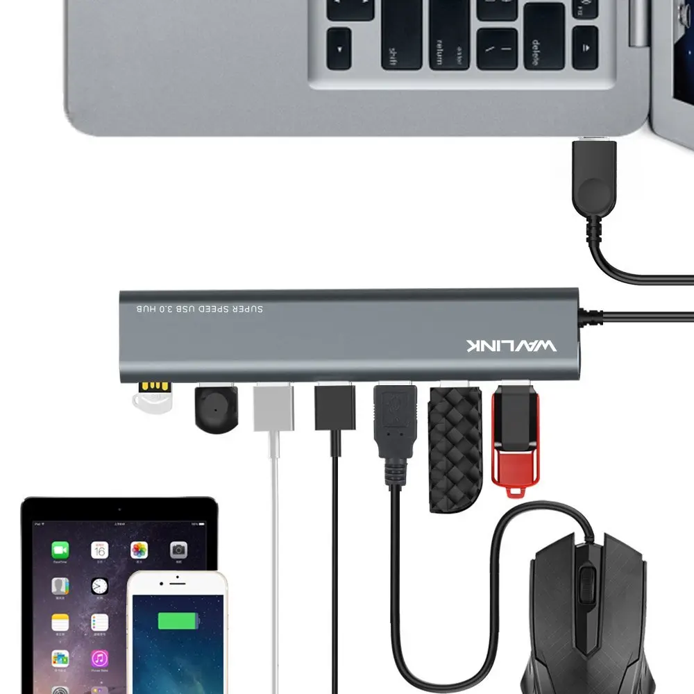 Super speed 7-Порты и разъёмы USB 3 0 Алюминий концентратор с выходом 5V/4A Мощность адаптер