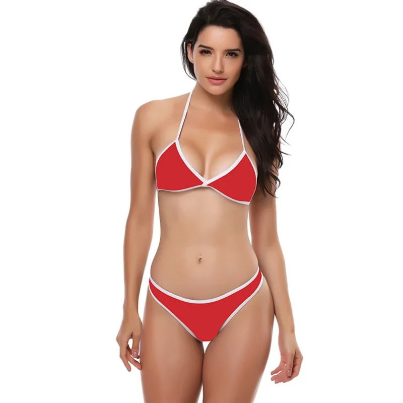 Женский купальник бикини с низкой талией и открытой спинкой розовый 2018|swimsuit