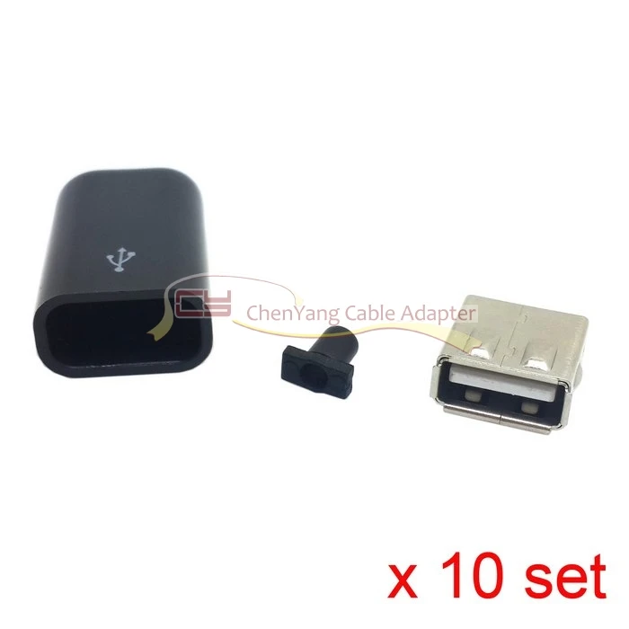 10 компл. OEM DIY ODM USB 2.0 Разъем с Сборки Оболочки Тип Припоя Конвертер Черный и Белый