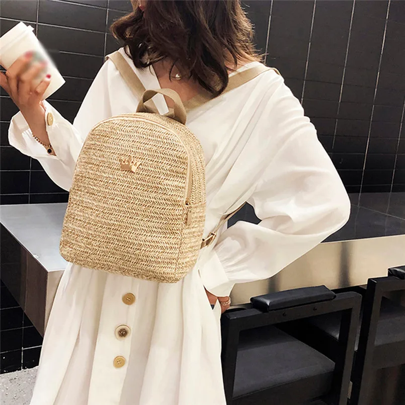 Женский тканый рюкзак школьная сумка из ротанга школьные сумки для девочек