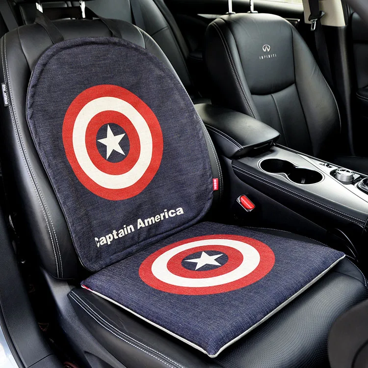SHZD01 USA Captain Чехол для сиденья автомобиля с героями мультфильма marvel, Мстители, Бэтмен, капитан, универсальный защитный коврик, набор подушек для сиденья автомобиля, аксессуары для интерьера - Название цвета: SHZD01 USA Captain