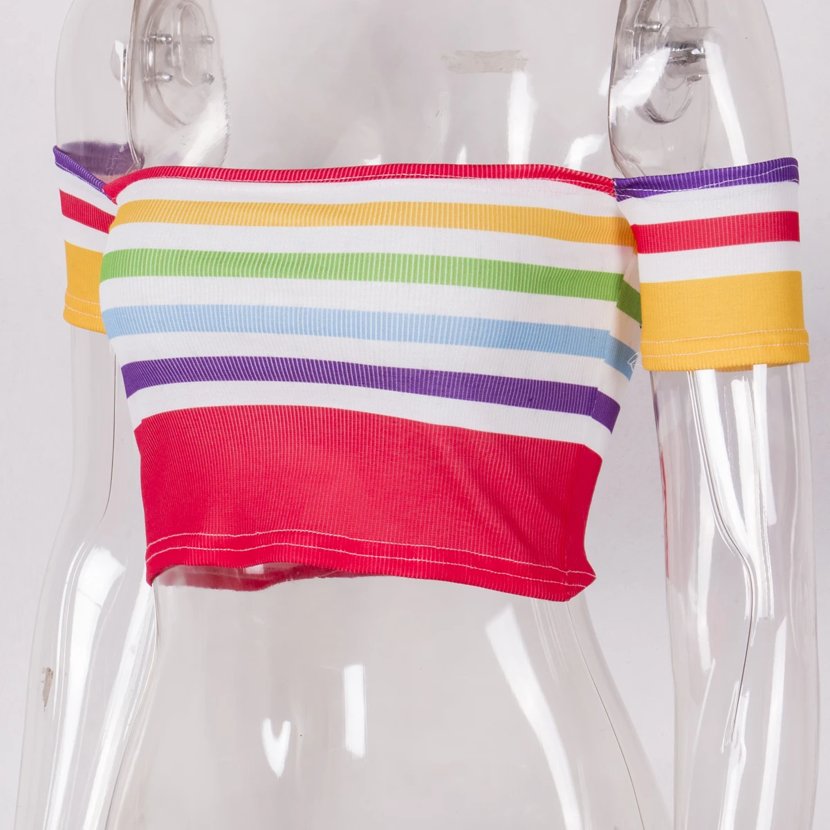 Летний женский красочный укороченный топ с открытыми плечами футболки