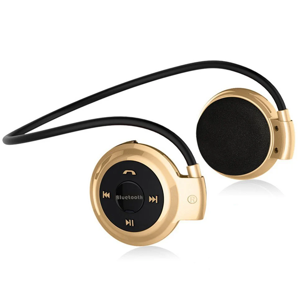 Мини 503 Bluetooth наушники спортивные Bluetooth наушники Беспроводной гарнитура с FM радиокарта MP3 плеер Hands-free для телефона ПК ТВ - Цвет: Золотой