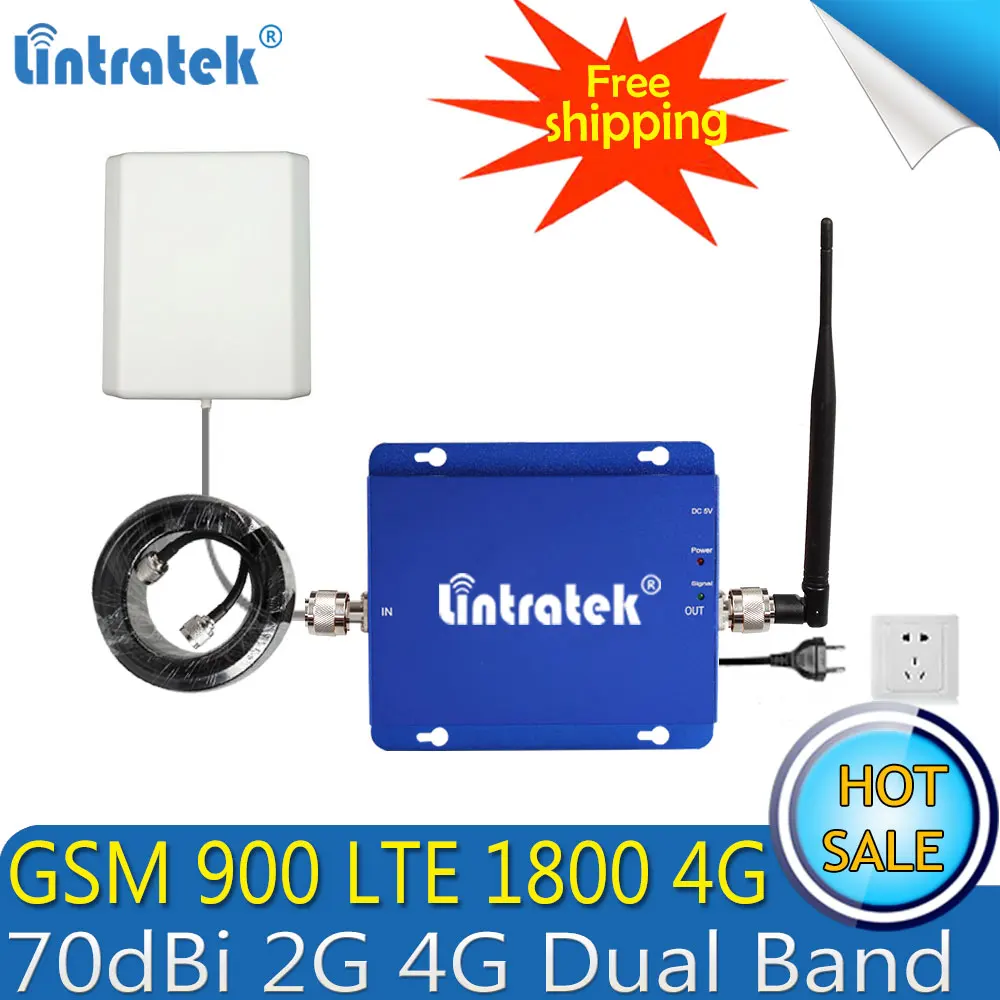 2018 Lintratek GSM 900 4G LTE 1800 ретранслятор МГц Мобильный усилитель сигнала 70 дБ