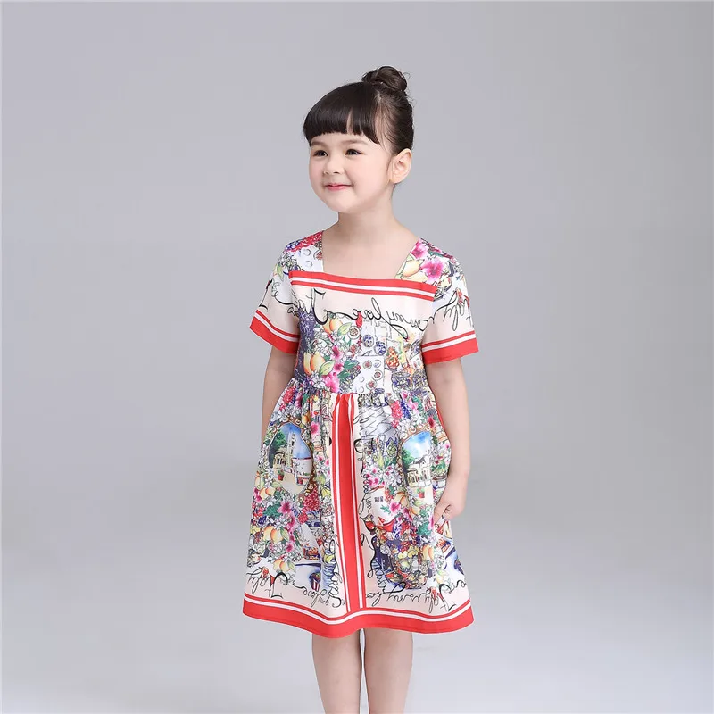 Детское летнее платье с цветочным принтом 2020 |