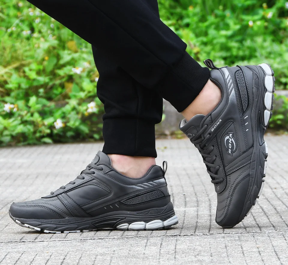 BONA/ мужские летние повседневные кроссовки для бега; кожаные кроссовки; Zapatillas; спортивная обувь; мужские Прогулочные кроссовки; удобные мужские кроссовки
