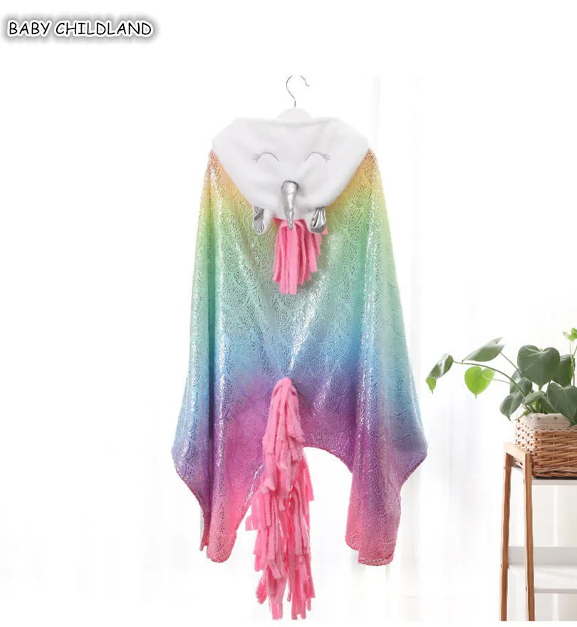 140 см Детские Одеяло s Дети блесток на флисе с капюшоном Мягкие постельные