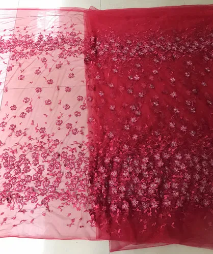 wine red Светильник, синий, розовый, стерео, кружево, Цветочная вышивка, ткань для свадебной фотосъемки, фоновая одежда, платье, ткань RS2607 - Цвет: wine red