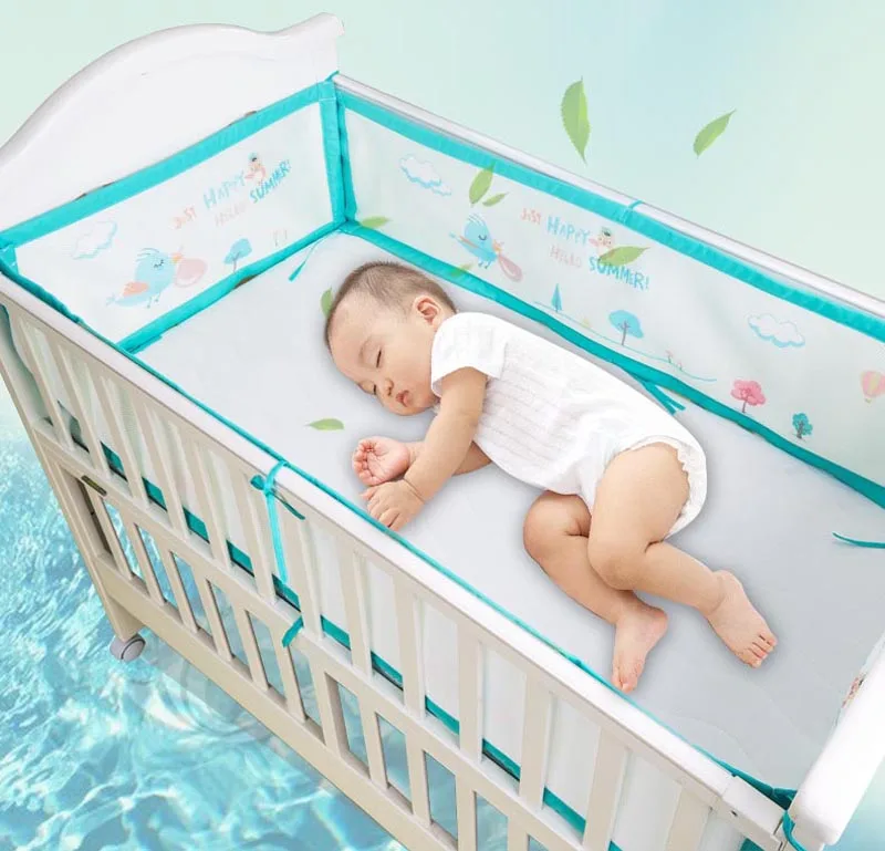 Baby Bed Bumpers Polyester Baby Crib Protector Cartoon Washable Cot Bumpers In Crib For Newborns Multicolor Cot Bumper 120x60cm