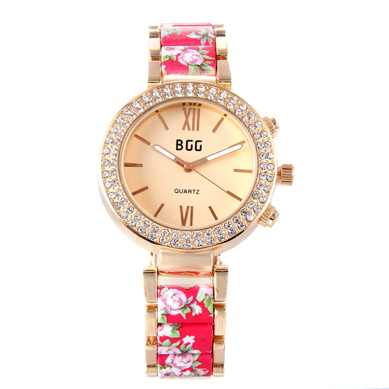 Известный бренд часы с имитацией керамики розовое золото женские модные