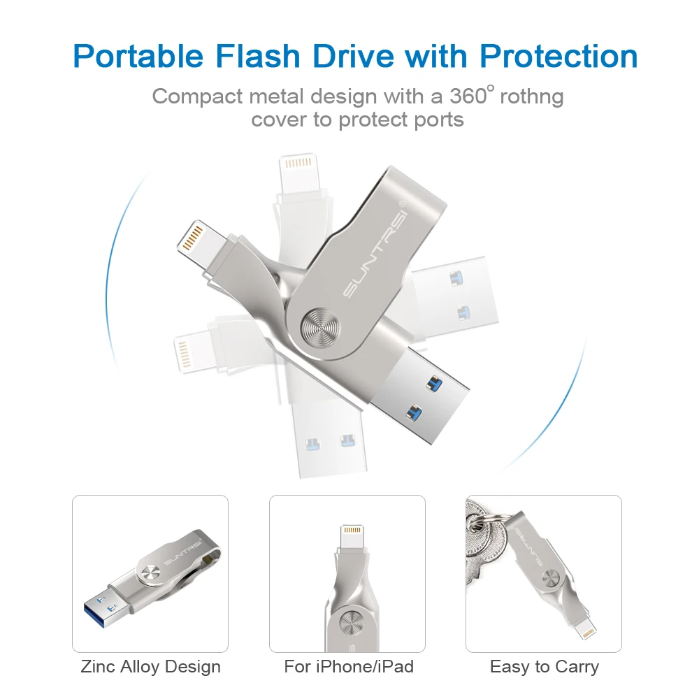 Suntrsi USB флэш накопитель для iPhone 5 5S 6s 7 Высокоскоростной 3 0 портативный 128 Гб карта
