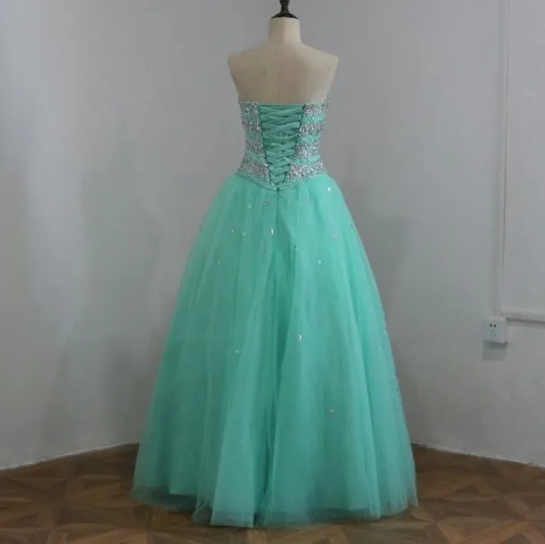 Блестящие камни бисеры мятно зеленый 3 предмета платья для quinceanera бальные 2016 с