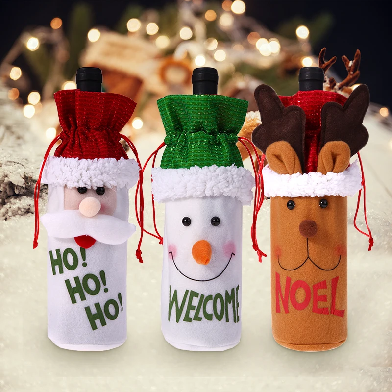 42 Types Christmas Wine Bottle Set Santa Claus Snowman Deer Cover Clothes Kitchen Decor for New Year Xmas Dinner Party | Дом и сад