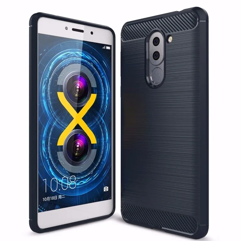 Navy Чехол из углеродного волокна для huawei Honor 6x, Мягкий противоударный силиконовый чехол, полная защита для huawei GR5, задняя крышка, чехол - Цвет: Navy