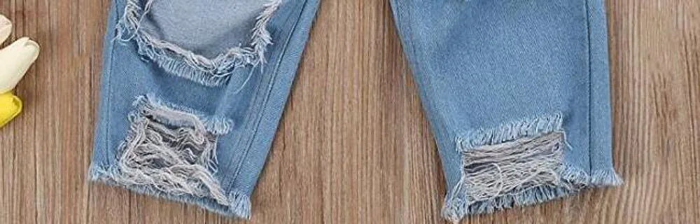 Модный комплект одежды для девочек 2018 летняя одежда маленьких белая блузка с