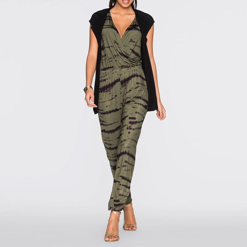 New Women Sleeveless Printed Jumpsuit Ladies Casual Party V Neck Playsuit Romper | Женская одежда
