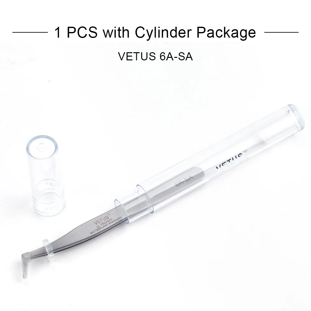 6A-SA Cylinder Пинцет для наращивания ресниц VETUS 6A-SA из нержавеющей стали, точный 3D/6D объем, пинцет для бровей, щипцы для профессионального макияжа, плоскогубцы - Цвет: 6A-SA Cylinder