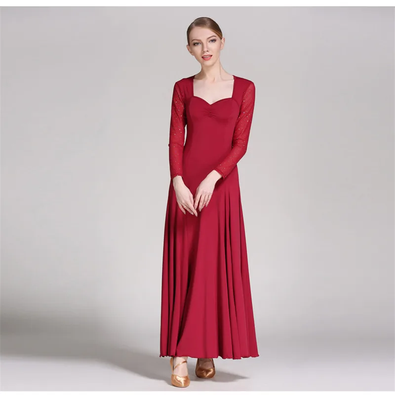 2017 новые платья для конкурса бальных танцев блестки шифон сетка пряжа с длинным