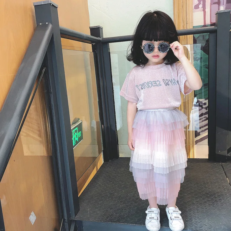 2019 Новое поступление модная одежда для девочек плиссированные юбки с радужным