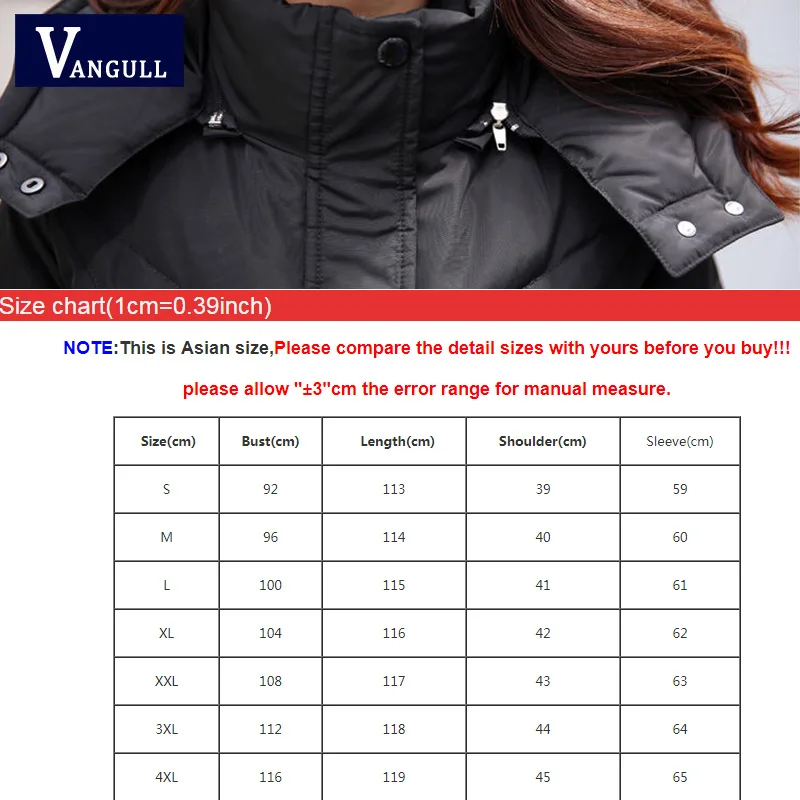 Женский пуховик на утином пуху Vangull зимняя плотная длинная куртка с капюшоном в