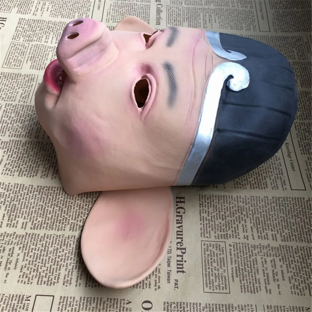 Взрослые животные страшные маски голова свиньи с черными волосами силиконовые