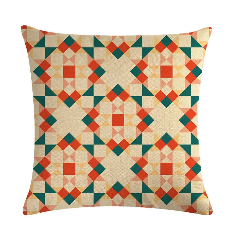 

Classic Geometry Pattern Sofa Cushion Cover Living Room Cotton linen Sofa Throw Pillow Cover 45x45cm Pillow Case Home Decor