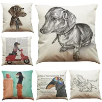 dachshund cushion cover dog printed linen pillow cover car sofa decorative throw pillows home decoration pillow case 4545cm