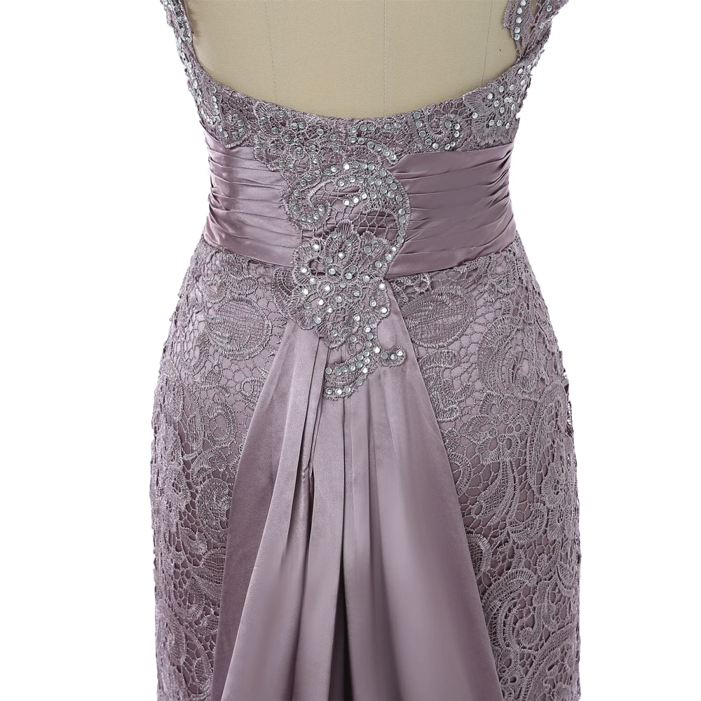 Женское длинное вечернее платье фиолетовое с высоким воротником рукавами