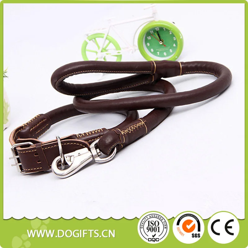 Круглый Веревку Кожаные Ошейники и Поводки Установить Черный Коричневый Кофе 3