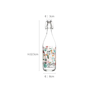 C1000ml juicy bottle Импортные из Италии бессвинцовые стеклянные сочные молочные холодные воды креативные стеклянные милые бутылки для воды 1000 мл 1100 мл Детские Мультяшные бутылки - Цвет: C1000ml juicy bottle