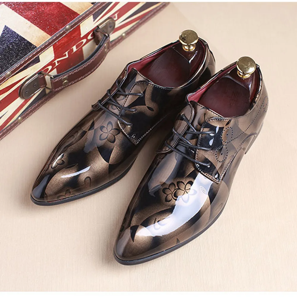 Мужские модные классические туфли-оксфорды из лакированной кожи модельные туфли