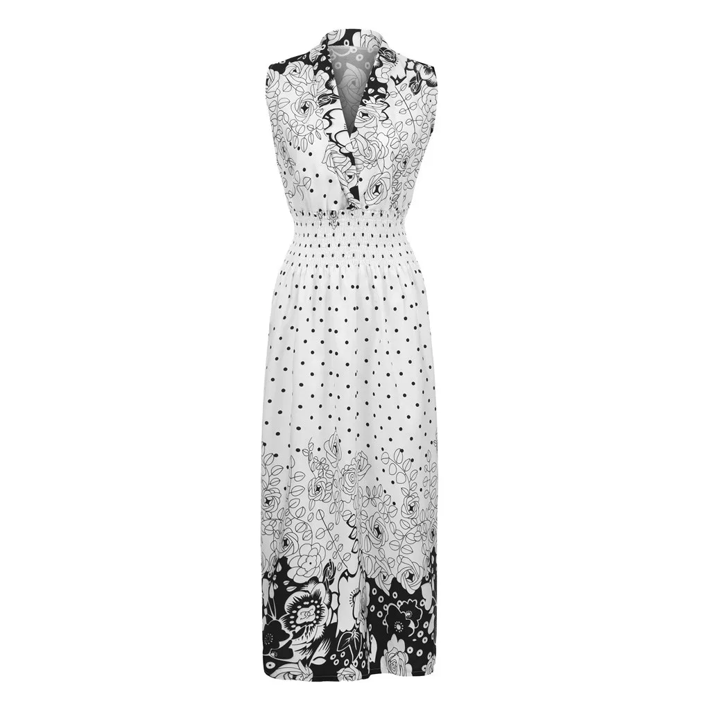 Женское длинное платье без рукавов с v образным вырезом вечернее элегантное