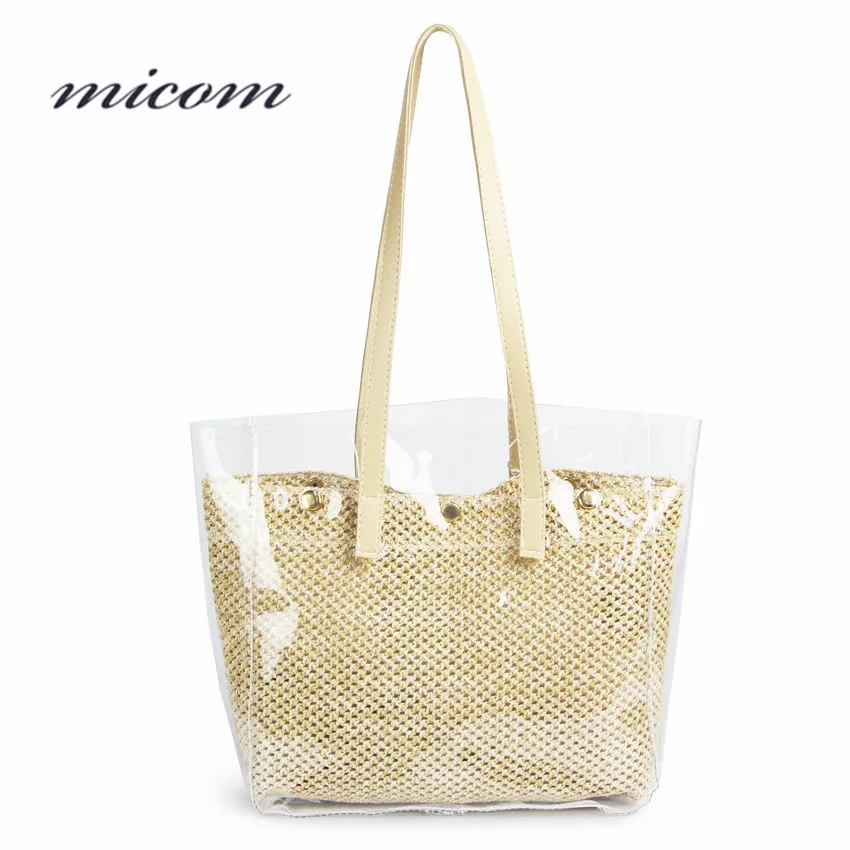 Micom Бали пляжная сумка женская летняя прозрачная ротанга повседневная сумки для