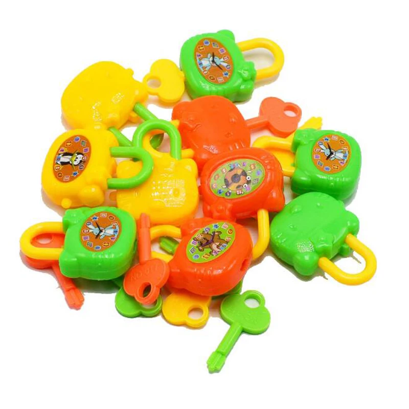 3 шт./компл. цветной мультяшный пластиковый мини замок с ключом детская