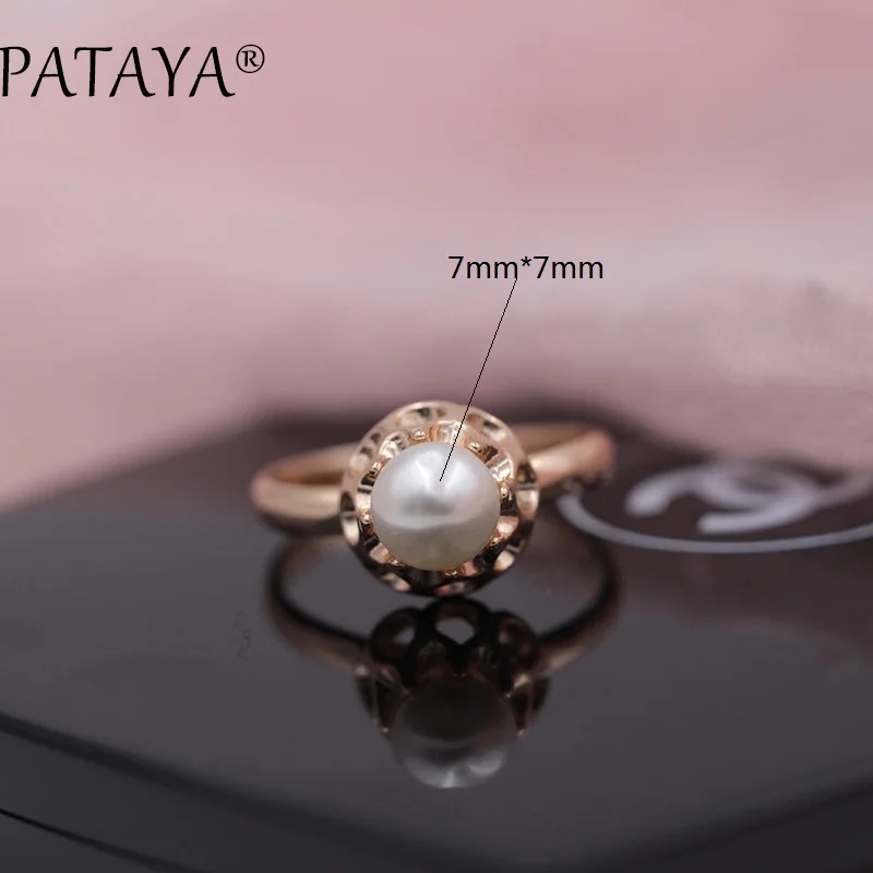 Женские кольца из розового золота 585 пробы с искусственным жемчугом|rose gold ring|gold