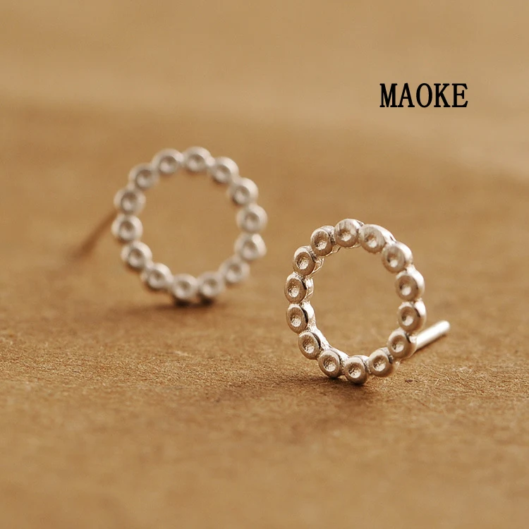Женские серьги гвоздики из серебра 925 пробы с круглым рисунком|fashion stud earrings|stud